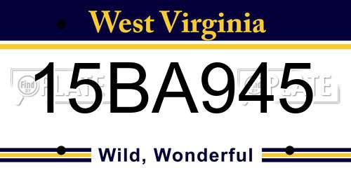 15BA945 West Virginia License Plate