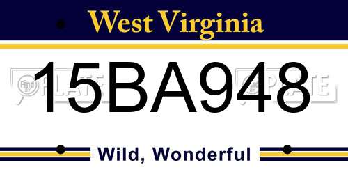 15BA948 West Virginia License Plate