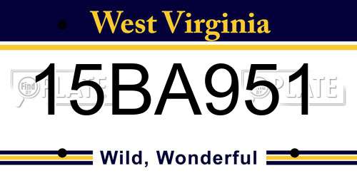 15BA951 West Virginia License Plate