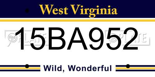 15BA952 West Virginia License Plate