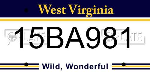 15BA981 West Virginia License Plate