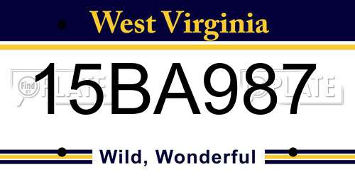 15BA987 West Virginia License Plate