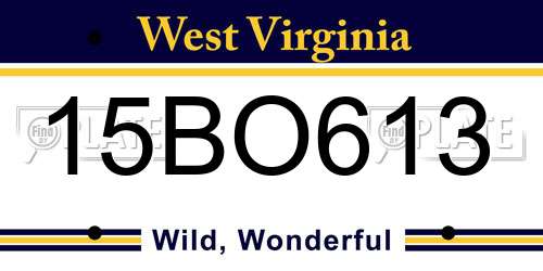 15BO613 West Virginia License Plate