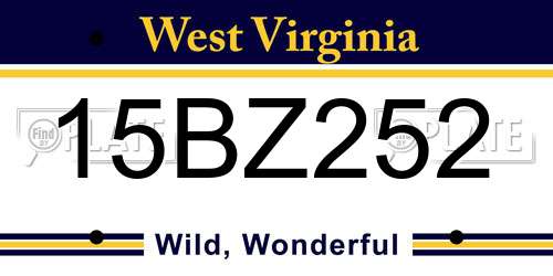 15BZ252 West Virginia License Plate