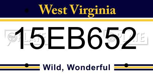 15EB652 West Virginia License Plate