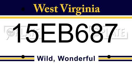 15EB687 West Virginia License Plate
