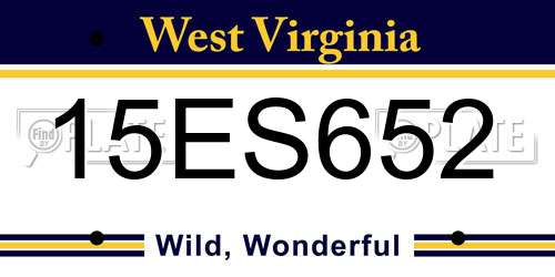 15ES652 West Virginia License Plate