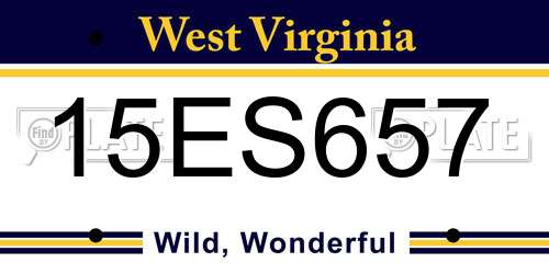15ES657 West Virginia License Plate