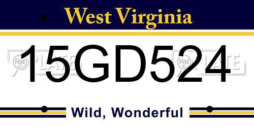 15GD524 West Virginia License Plate