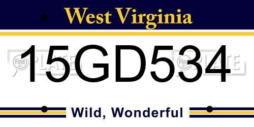 15GD534 West Virginia License Plate