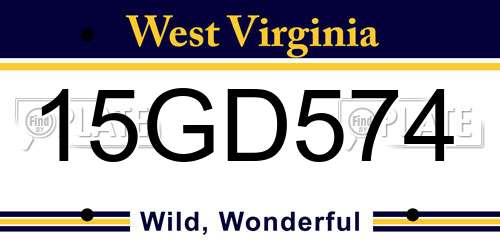 15GD574 West Virginia License Plate