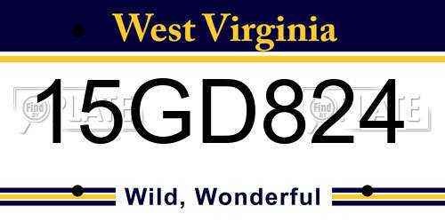 15GD824 West Virginia License Plate
