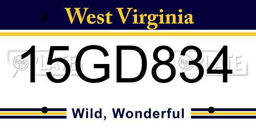 15GD834 West Virginia License Plate
