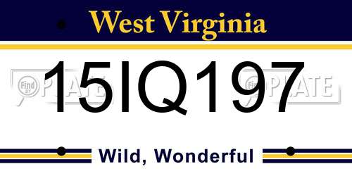 15IQ197 West Virginia License Plate