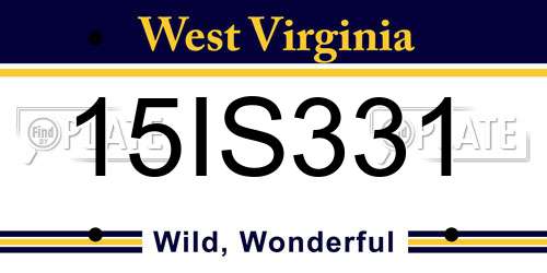 15IS331 West Virginia License Plate