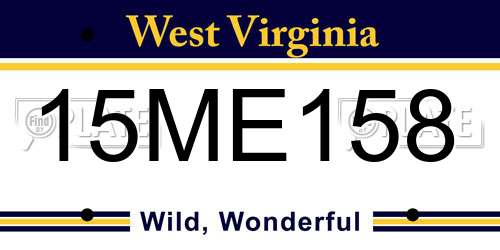 15ME158 West Virginia License Plate