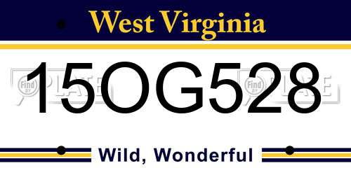 15OG528 West Virginia License Plate