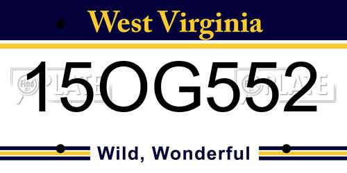 15OG552 West Virginia License Plate