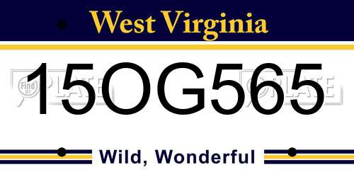 15OG565 West Virginia License Plate