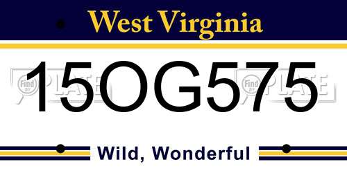 15OG575 West Virginia License Plate