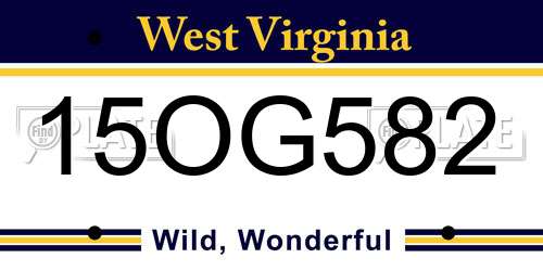 15OG582 West Virginia License Plate