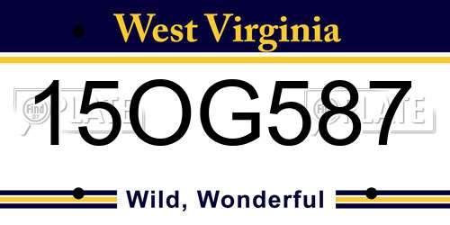 15OG587 West Virginia License Plate