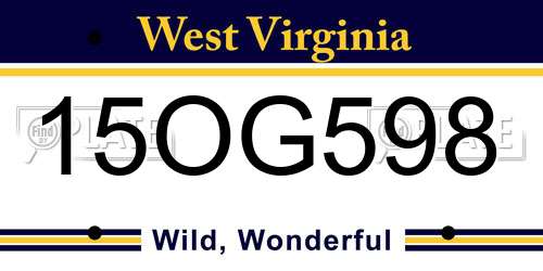 15OG598 West Virginia License Plate