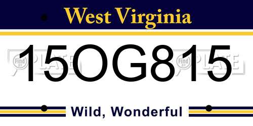 15OG815 West Virginia License Plate
