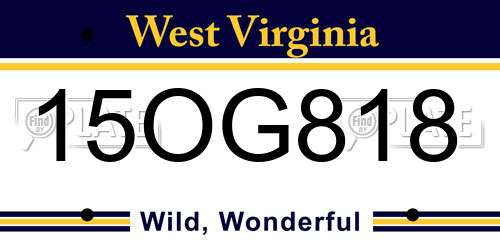 15OG818 West Virginia License Plate