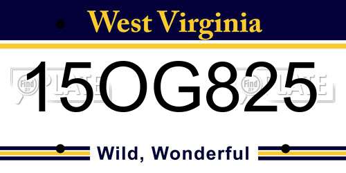 15OG825 West Virginia License Plate