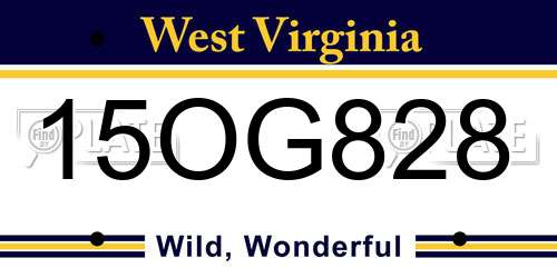 15OG828 West Virginia License Plate