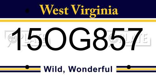 15OG857 West Virginia License Plate