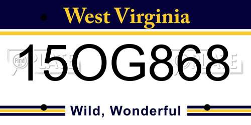 15OG868 West Virginia License Plate