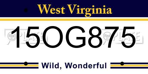 15OG875 West Virginia License Plate