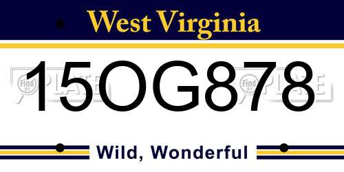 15OG878 West Virginia License Plate