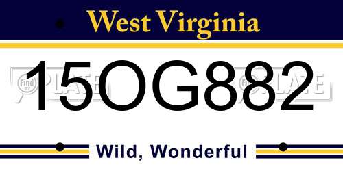 15OG882 West Virginia License Plate