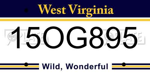 15OG895 West Virginia License Plate