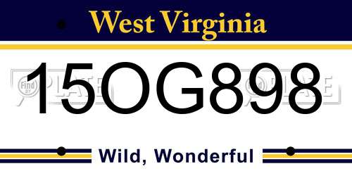15OG898 West Virginia License Plate