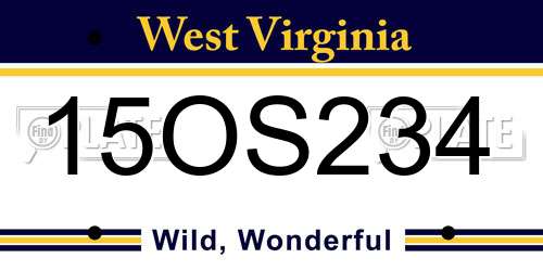 15OS234 West Virginia License Plate