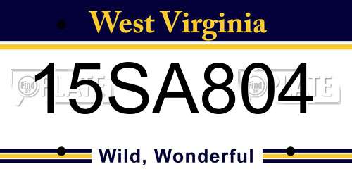 15SA804 West Virginia License Plate