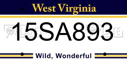 15SA893 West Virginia License Plate