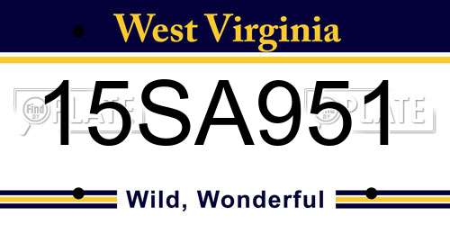15SA951 West Virginia License Plate