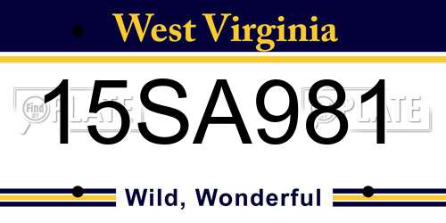 15SA981 West Virginia License Plate