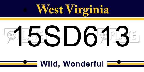 15SD613 West Virginia License Plate