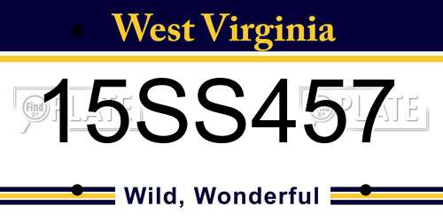 15SS457 West Virginia License Plate