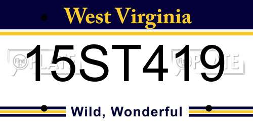 15ST419 West Virginia License Plate