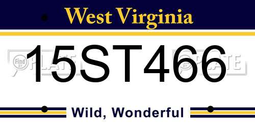 15ST466 West Virginia License Plate