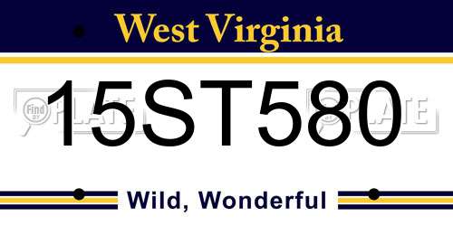 15ST580 West Virginia License Plate