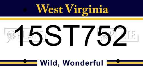 15ST752 West Virginia License Plate