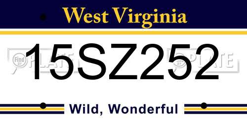 15SZ252 West Virginia License Plate